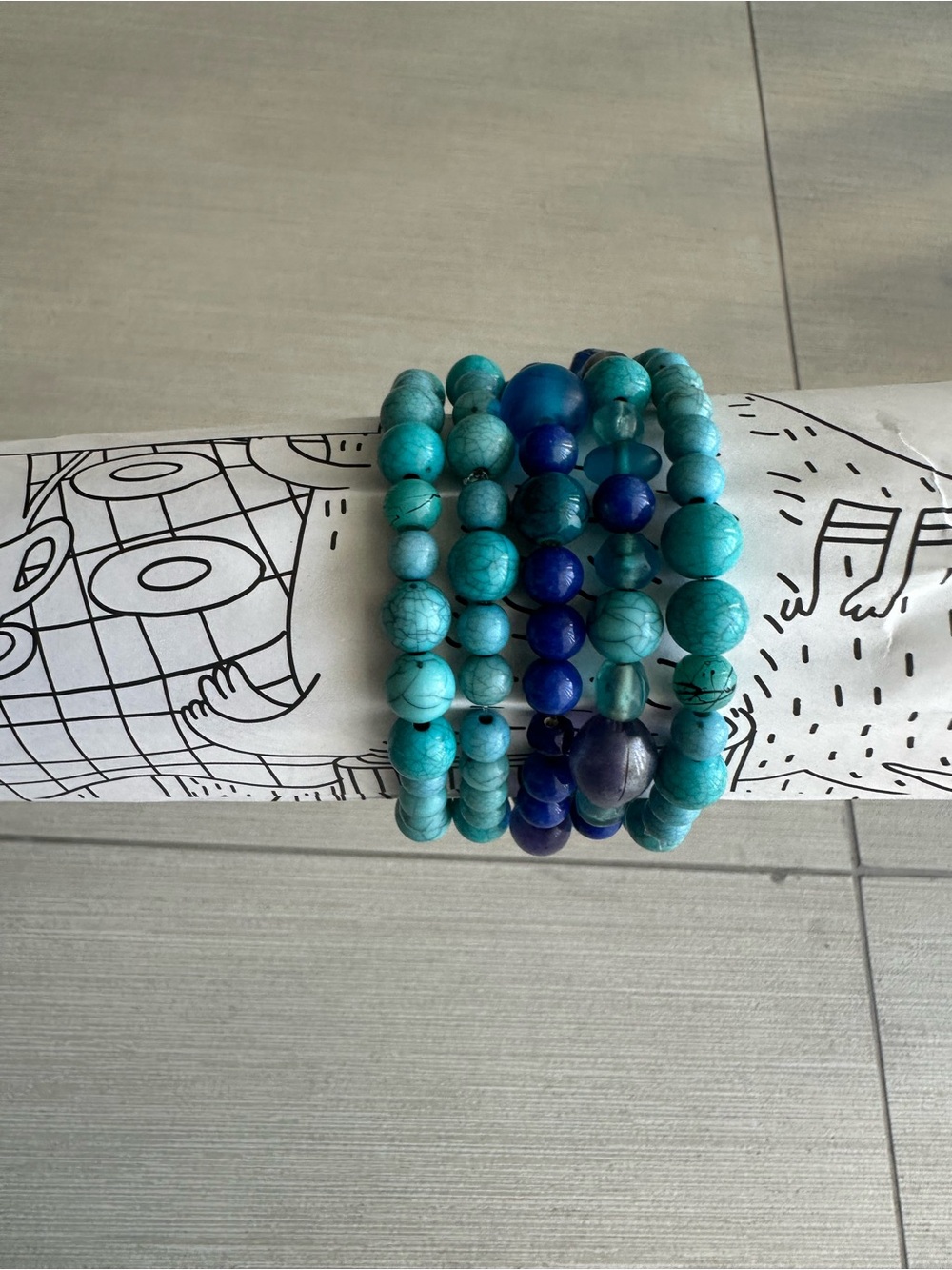 Turquoise & Navy Beaded Stretch Bracelet Set